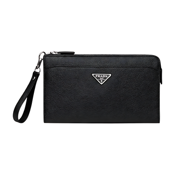 Prada Pouch | Logo Black Leather