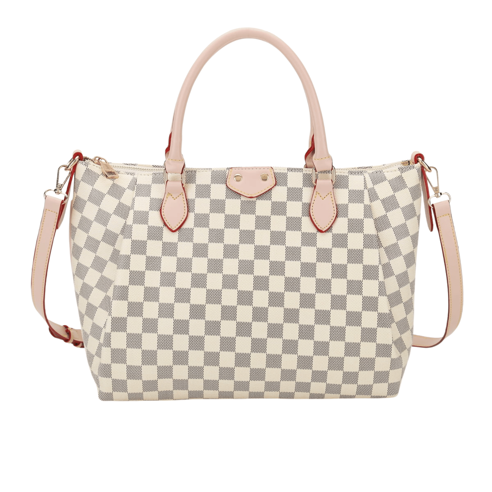 Louis Vuitton Bag | White Gray Checkered Shoulder Tote Bag