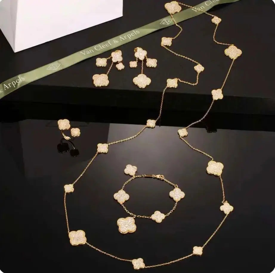 Van Cleef & Arpels Jewelry | Jewelry Set Gold Full Crystals